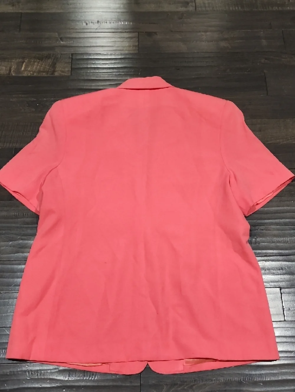Donna Karan Coral Pink Short-Sleeve Blazer with Gold Buttons
